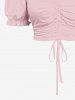 Plus Size Cinched Ruched Ruffles Cold Shoulder Cami Top -  