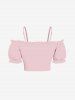 Plus Size Cinched Ruched Ruffles Cold Shoulder Cami Top -  