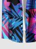 Plus Size Tropical Leaf Hibiscus Flowers Print Buttons Pocket Hawaii Shirt For Men -  
