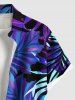Chemise D'Hibiscus et Feuille Tropicale Imprimées avec Poche de Grande Taille pour Homme - Pourpre  5XL