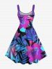Plus Size Tropical Leaf Hibiscus Flowers Print Hawaii Tank Dress -  