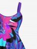 Plus Size Tropical Leaf Hibiscus Flowers Print Hawaii Tank Dress -  