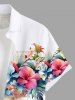 Plus Size Flowers Tropical Leaf Print Buttons Pocket Hawaii Shirt For Men -  
