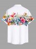 Plus Size Flowers Tropical Leaf Print Buttons Pocket Hawaii Shirt For Men -  