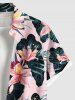 Plus Size Tropical Flower Leaf Print Buttons Pocket Hawaii Shirt For Men -  
