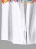 Plus Size Flowers Tropical Leaf Print Buttons Pocket Hawaii Shirt For Men -  