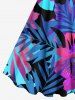 Robe Débardeur Hawaïen Fleur Feuille D'Hibiscus et Feuille Tropicale Imprimées de Grande Taille - Pourpre  4X