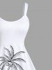 Plus Size Coconut Tree Flamingo Hand-painted Print Hawaii A Line Tank Dress -  