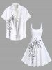Plus Size Coconut Tree Flamingo Hand-painted Print Hawaii A Line Tank Dress -  