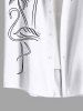 Plus Size Coconut Tree Flamingo Hand-painted Print Hawaii Button Pocket Shirt For Men -  