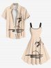 Robe Pin-Up Imprimée Cocotier Grande Taille - café lumière S
