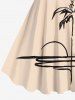 Robe Pin-Up Imprimée Cocotier Grande Taille - café lumière S