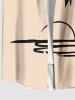 Plus Size Coconut Tree Sun Sea Hand-painted Print Hawaii Button Pocket Shirt For Men -  