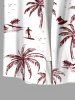 Plus Size Coconut Tree Surfer Print Hawaii Button Pocket Shirt For Men -  