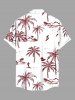 Chemise hawaïenne grande taille à imprimé cocotiers et surfeurs pour homme - Blanc 5XL