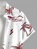 Chemise hawaïenne grande taille à imprimé cocotiers et surfeurs pour homme - Blanc 5XL