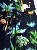 Plus Size Coconut Tree Flamingo Print Hawaii Drawstring Pocket Romper -  