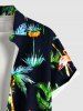 Plus Size Coconut Tree Flamingo Print Hawaii Button Pocket Shirt For Men -  