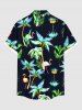 Plus Size Coconut Tree Flamingo Print Hawaii Button Pocket Shirt For Men -  