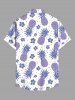 Plus Size Pineapple Hibiscus Flower Print Buttons Pocket Hawaii Shirt For Men -  