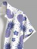 Plus Size Pineapple Hibiscus Flower Print Buttons Pocket Hawaii Shirt For Men -  
