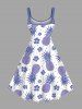 Plus Size Pineapple Hibiscus Flower Print Hawaii Tank Dress -  