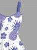 Plus Size Pineapple Hibiscus Flower Print Hawaii Tank Dress -  