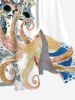 Plus Size Colorful Octopus Sea Waves Print Hawaii Split Pocket A Line Midi Dress -  
