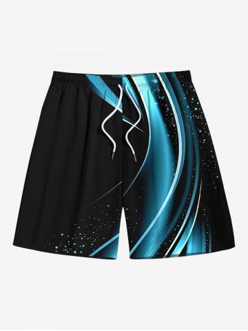 Short de Plage Tunique de Grande Taille Imprimé de Bande Dessinée - BLACK - 8XL