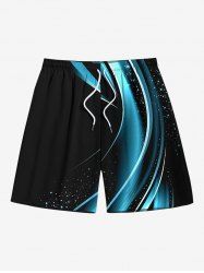 Plus Size Ligh Beam Star Galaxy Print Beach Shorts For Men -  