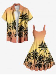 Coconut Tree Ombre Print Plus Size Matching Hawaii Beach Outfit For Couples -  