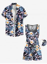 Combishort de Plage à Imprimé Feuille Tropicale Grande Taille - Multi-A 