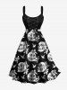 Skulls Flowers Bird Print Plus Size Matching Hawaii Beach Outfit For Couples -  