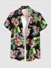 Matching Hawaii Shirt and Romper Plus Size Beach Outfit Tropical Leaf Hibiscus Printed for Couples -  