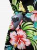 Matching Hawaii Shirt and Romper Plus Size Beach Outfit Tropical Leaf Hibiscus Printed for Couples -  