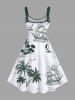 Costume de Plage Grande Taille Couleur Débardeur Imprimé Cocotiers et Parasol - Blanc 