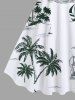 Costume de Plage Grande Taille Couleur Débardeur Imprimé Cocotiers et Parasol - Blanc 