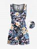 Combishort de Plage à Imprimé Feuille Tropicale Grande Taille - Multi-A 