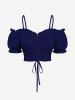 Tenue de plage hawaïenne assortie grande taille à imprimé feuilles tropicales et fleurs d'hibiscus pour couples - Bleu 