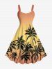 Coconut Tree Ombre Print Plus Size Matching Hawaii Beach Outfit For Couples -  