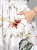 Plus Size Coconut Tree Flower Leaf Print Hawaii Split Pocket A Line Midi Dress -  