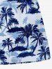 Short de plage hawaïen grande taille à imprimé cocotiers pour homme - Bleu Ciel 8XL