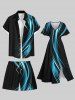 Plus Size Ligh Beam Star Galaxy Print Beach Shorts For Men -  