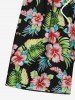 Short de Plage Hawaïen Fleur Feuille Tropicale Imprimées de Grande Taille pour Homme - Noir 6XL