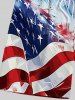 Plus Size Tie Dye Patriotic American Flag Fireworks Print Hawaii Drawstring Beach Shorts For Men -  
