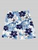 Plus Size Tropical Leaf Hibiscus Flower Print Hawaii Drawstring Beach Shorts For Men -  