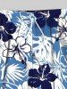 Plus Size Tropical Leaf Hibiscus Flower Print Hawaii Drawstring Beach Shorts For Men -  