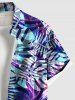 Plus Size Tropical Leaf Print Buttons Pocket Hawaii Shirt For Men -  