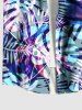Plus Size Tropical Leaf Print Buttons Pocket Hawaii Shirt For Men -  