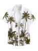 Chemise hawaïenne grande taille à imprimé cocotiers et poches boutonnées pour homme - Blanc 3XL